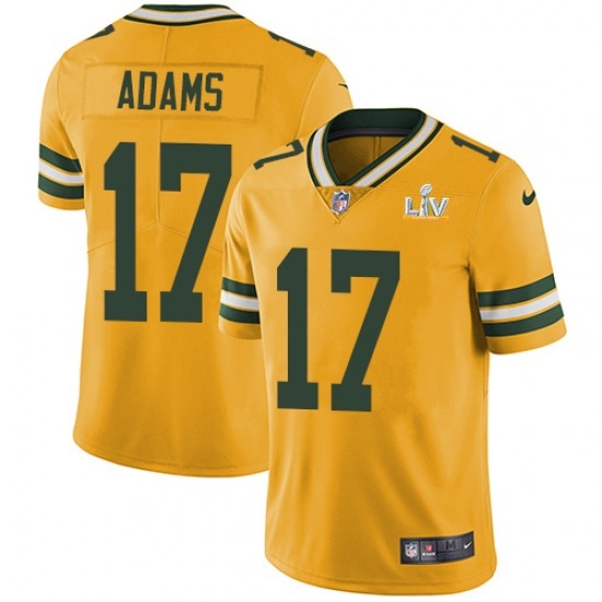 Men's Green Bay Packers #17 Davante Adams Gold NFL 2021 Super Bowl LV Stitched Jersey